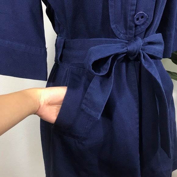 ANTHROPOLOGIE 100% cotton elegant blue pea coat - Picture 5 of 7